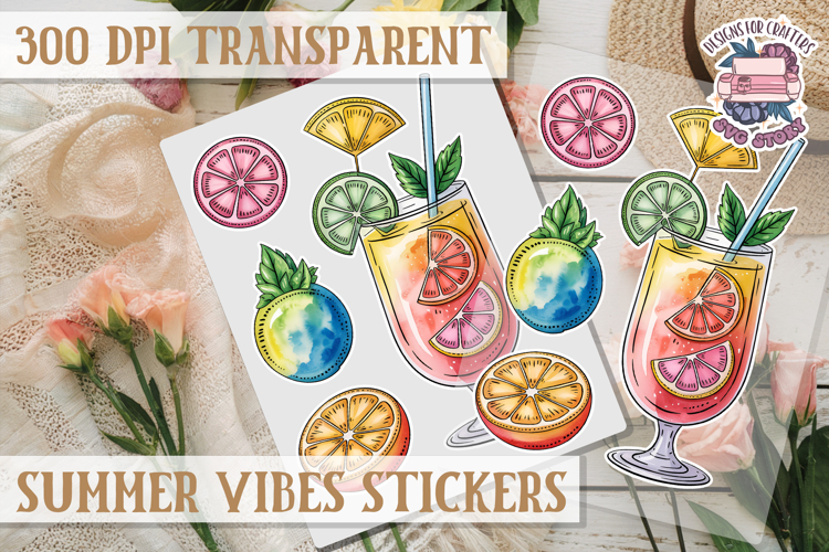 Summer sticker sheet Scrapbook PNG Flowers Vibe Fruits