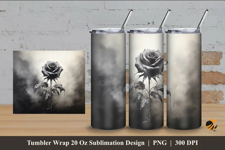 Floral Rose Tumbler Wrap Sublimation Design 4