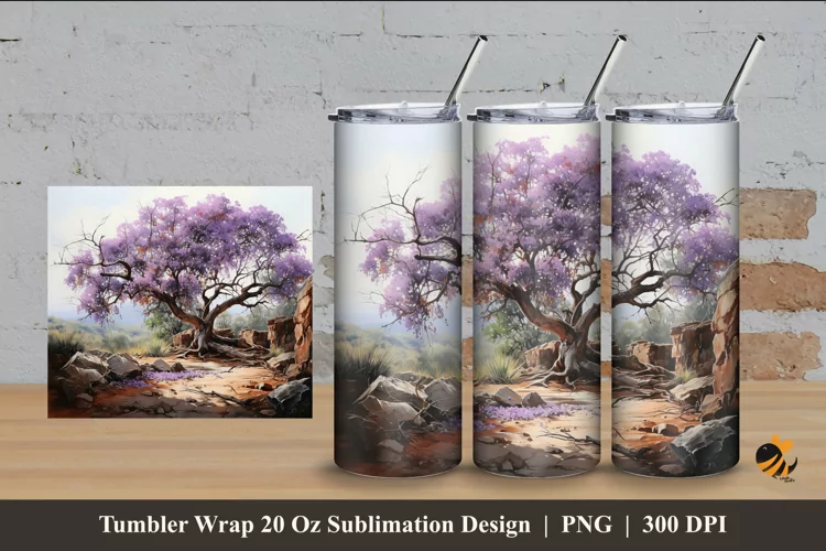 Purple Symphony Tumbler Wrap Sublimation Design 4