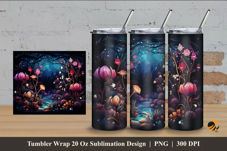 Beautiful Bush Tumbler Wrap Sublimation Design 4