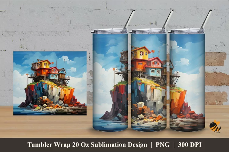 Painting Flats House Tumbler Wrap Sublimation Design 4