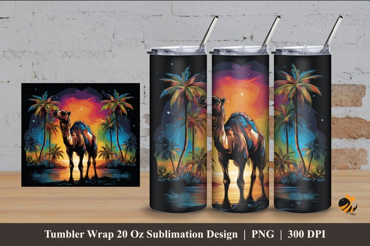 Colorful Camel Tumbler Wrap Sublimation Design 4