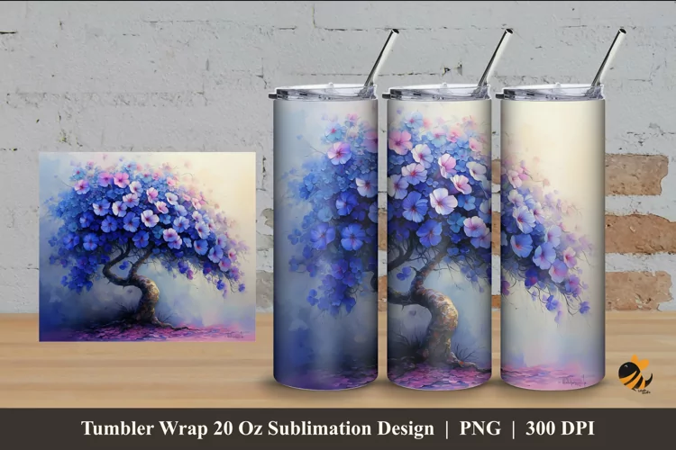 Blue of Love Tumbler Wrap Sublimation Design 4