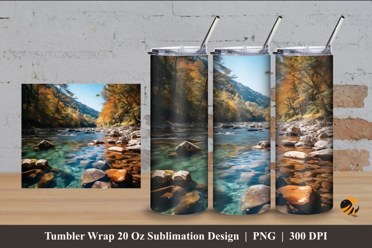 Forest River Tumbler Wrap Sublimation Design 4 example image 1