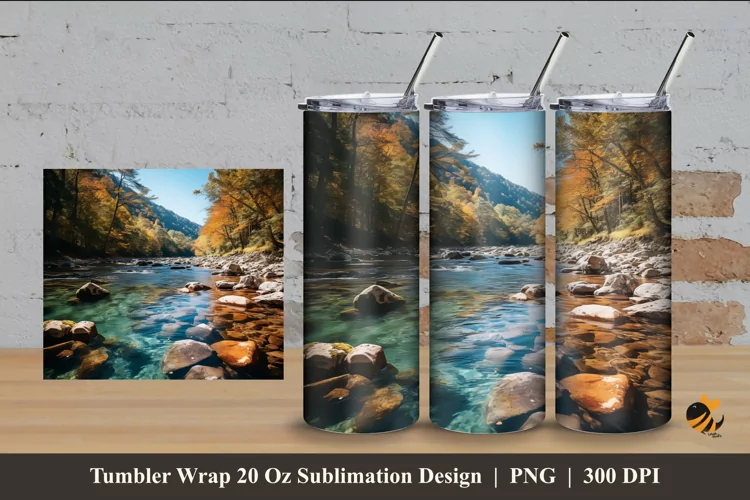 Forest River Tumbler Wrap Sublimation Design 4