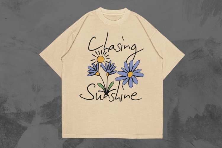 Chasing Sunshine Spring Hand Drawn T-shirt Design
