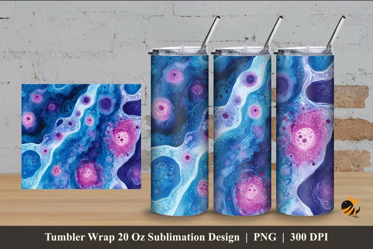 Amoeba Watercolor Tumbler Wrap Sublimation Design 4