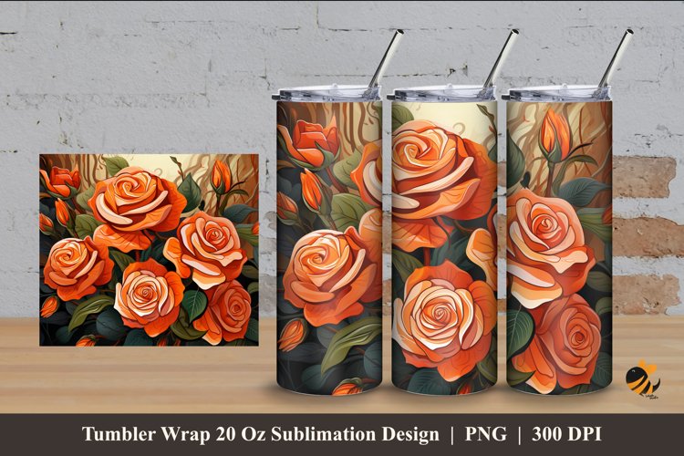Enthusiasm Roses Tumbler Wrap Sublimation Design 4