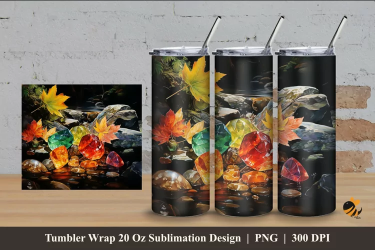 Diamond River Tumbler Wrap Sublimation Design 4