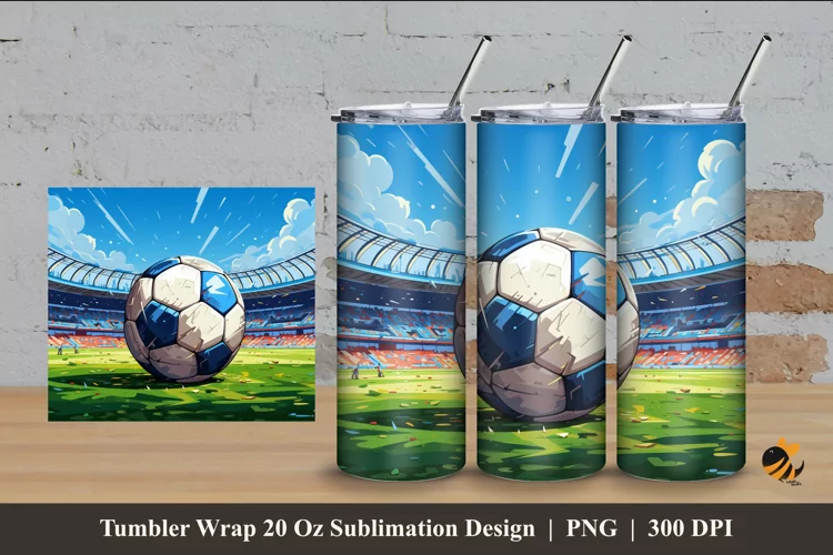 Soccer Tumbler Wrap Sublimation Design 4