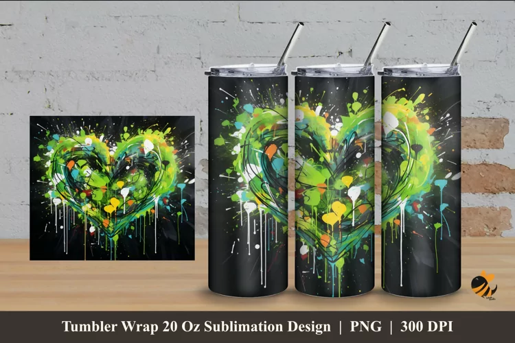 Abstract Love Tumbler Wrap Sublimation Design 4