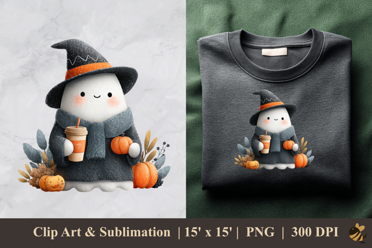 Cute Halloween Ghost DTF Sublimation Clipart Design 4