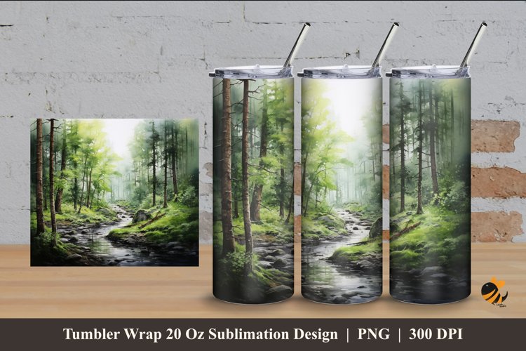 Misty Forest Tumbler Wrap Sublimation Design 4