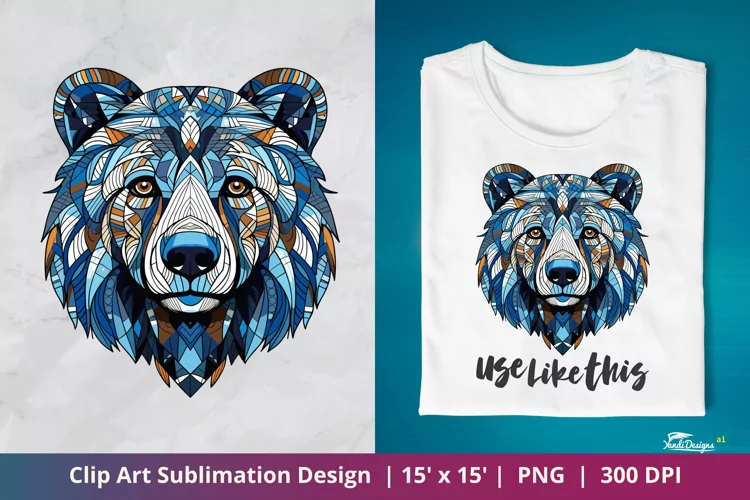 Abstract Bear Head Clip Art Sublimation 4