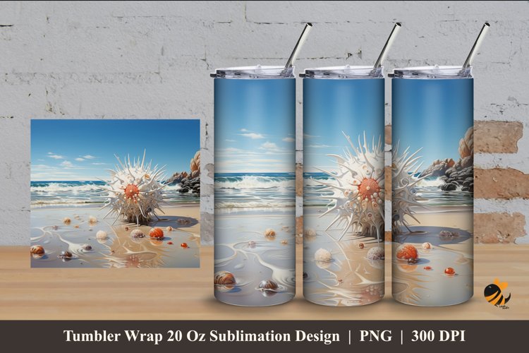 Sea Urchins Tumbler Wrap Sublimation Design 4 example image 1