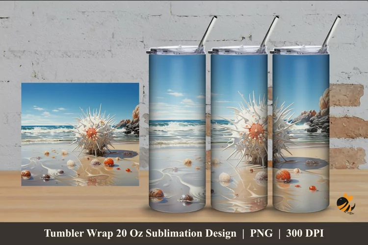 Sea Urchins Tumbler Wrap Sublimation Design 4