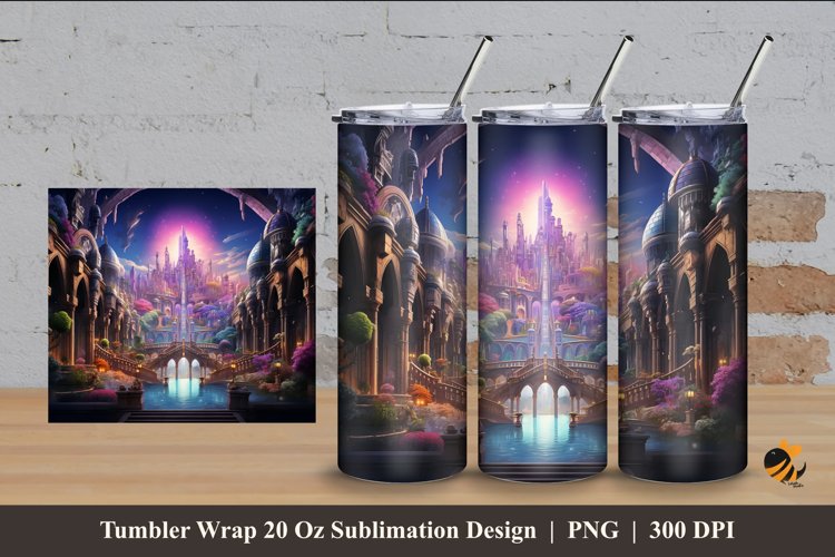 Royal Palace Tumbler Wrap Sublimation Design 4 example image 1