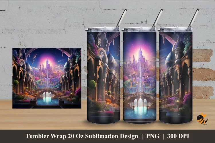 Royal Palace Tumbler Wrap Sublimation Design 4