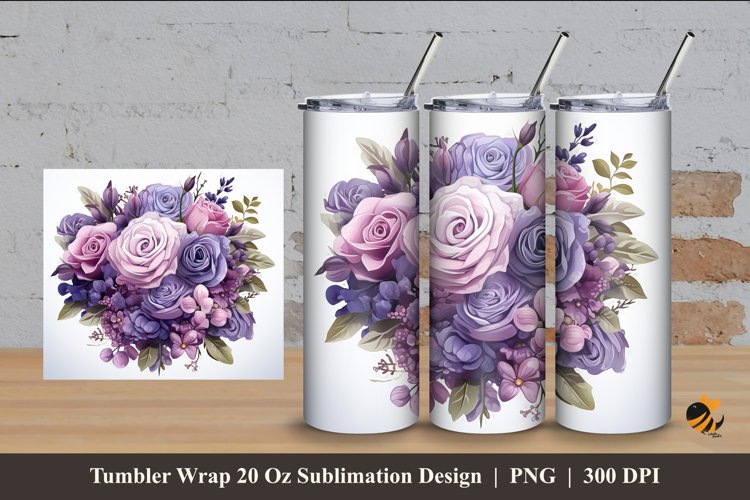 Valentine Flowers Tumbler Wrap Sublimation Design 4