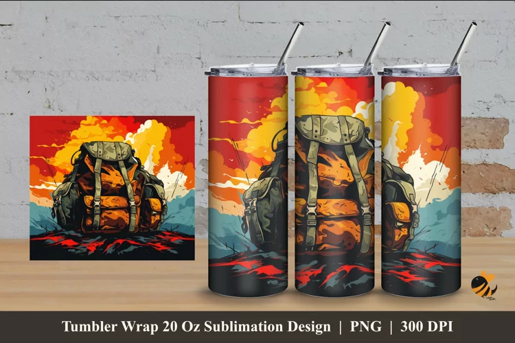 World War Bag Tumbler Wrap Sublimation Design 4