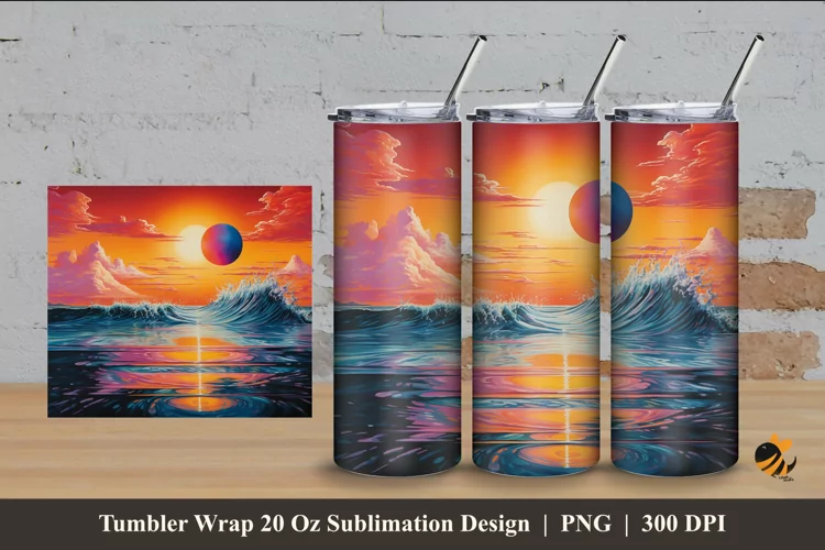 Ocean Ball Tumbler Wrap Sublimation Design 4