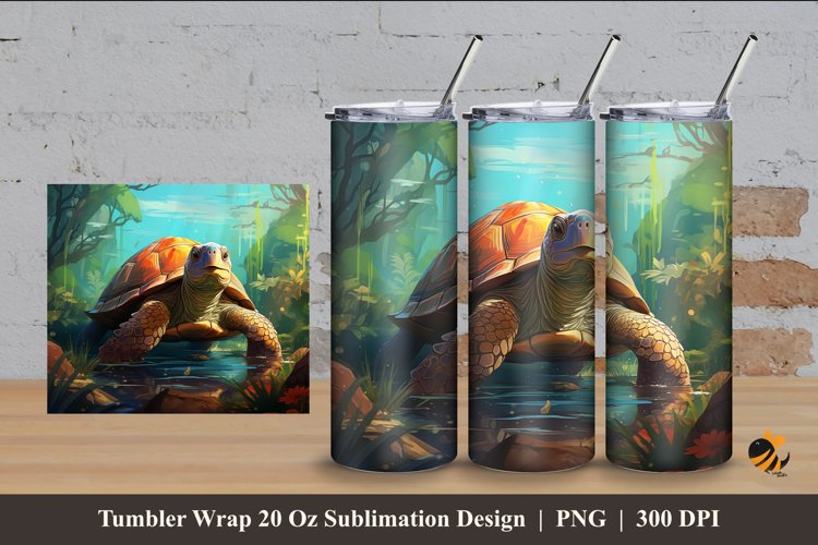 Wild Turtle Tumbler Wrap Sublimation Design 4