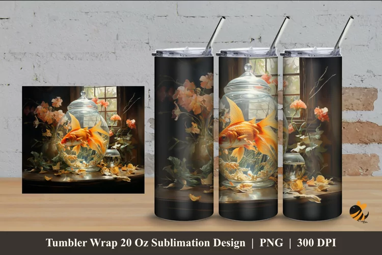 Small Aquarium Tumbler Wrap Sublimation Design 4