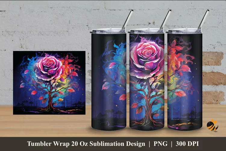 Rose Imagination Tumbler Wrap Sublimation Design 4