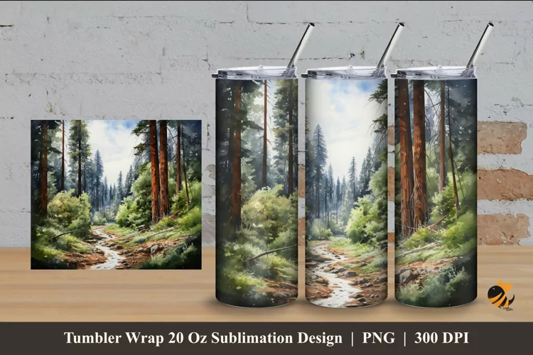 Sequoia Tree Tumbler Wrap Sublimation Design 4