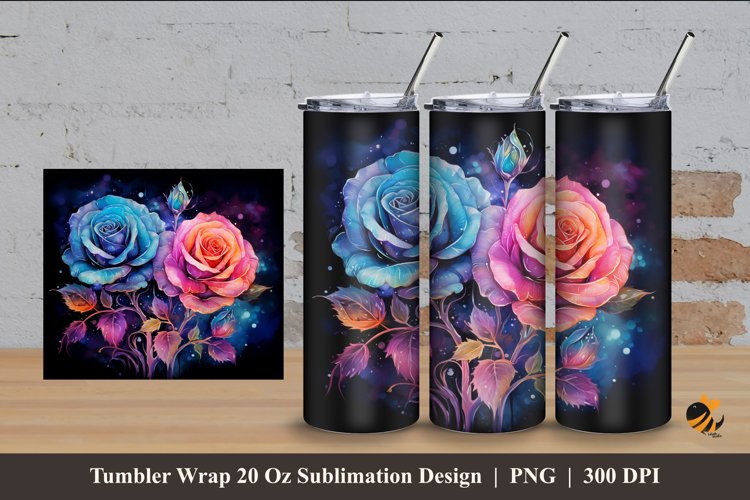 Light Rose Tumbler Wrap Sublimation Design 4 example image 1