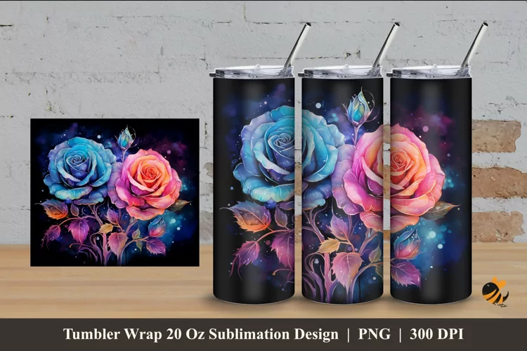Light Rose Tumbler Wrap Sublimation Design 4