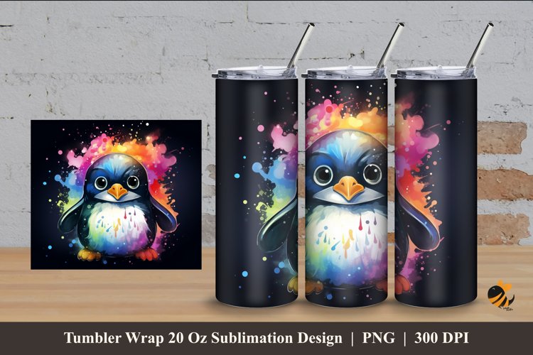 Fantasy Penguin Tumbler Wrap Sublimation Design 4