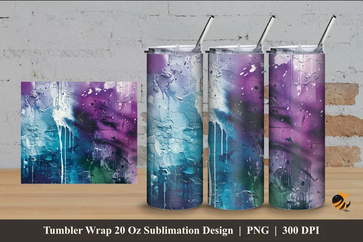 Abstract Splash Tumbler Wrap Sublimation Design 4