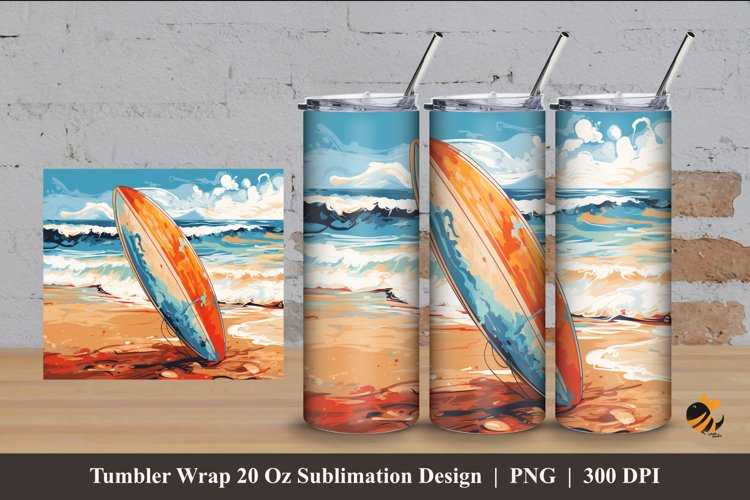 Surfing Board Tumbler Wrap Sublimation Design 4