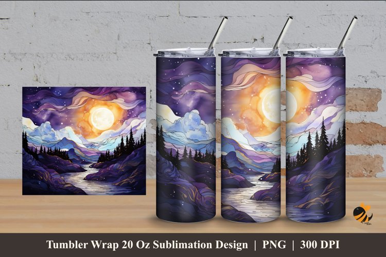Ink Mountain Tumbler Wrap Sublimation Design 4