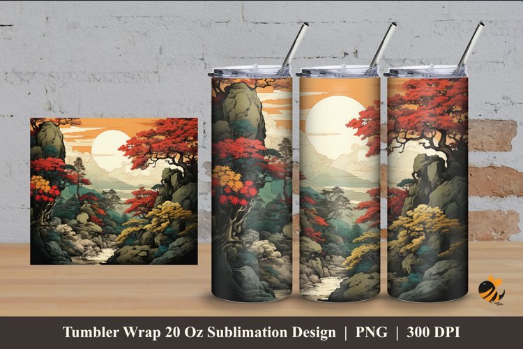 Sunset Nature Tumbler Wrap Sublimation Design 4 example image 1