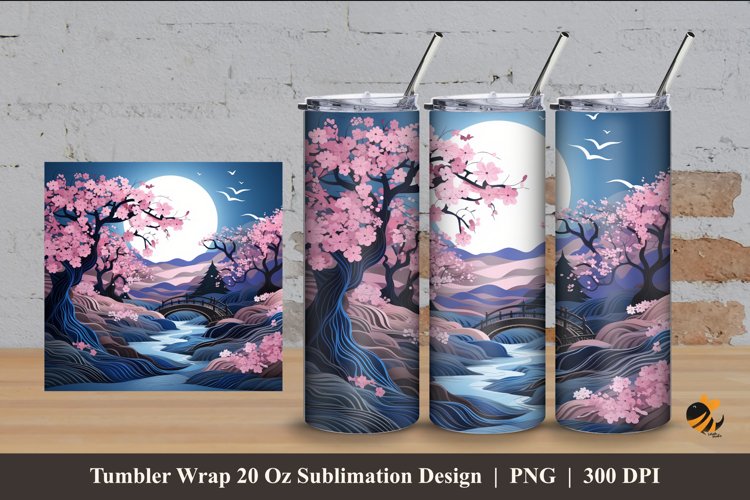 Lovely Panoramic Tumbler Wrap Sublimation Design 4 example image 1