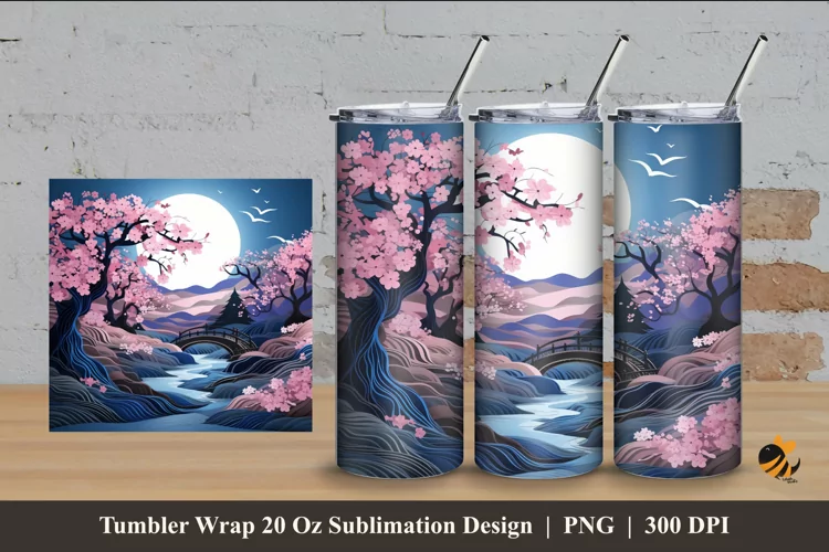 Lovely Panoramic Tumbler Wrap Sublimation Design 4