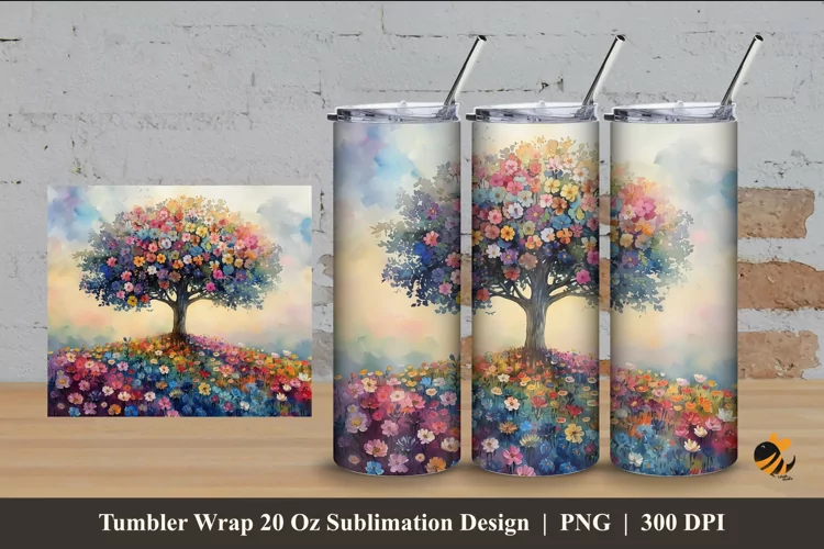 Miracle Garden Tumbler Wrap Sublimation Design 4