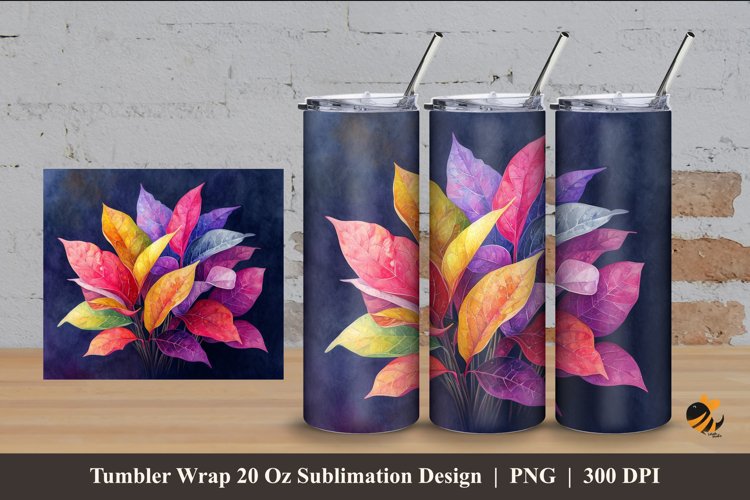 Painting Aglaonema Tumbler Wrap Sublimation Design 4