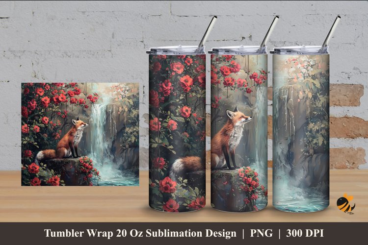 Wolf Nature Tumbler Wrap Sublimation Design 4 example image 1