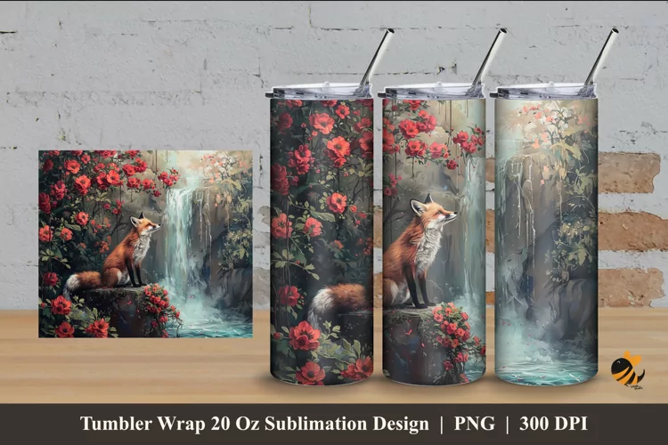 Wolf Nature Tumbler Wrap Sublimation Design 4