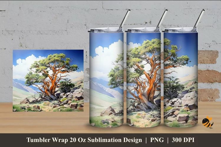 Cool Tree Tumbler Wrap Sublimation Design 4
