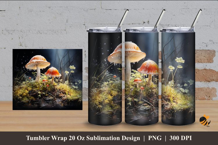Mushroom Craft Tumbler Wrap Sublimation Design 4