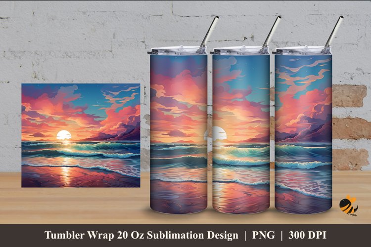 Twilight Painting Tumbler Wrap Sublimation Design 4