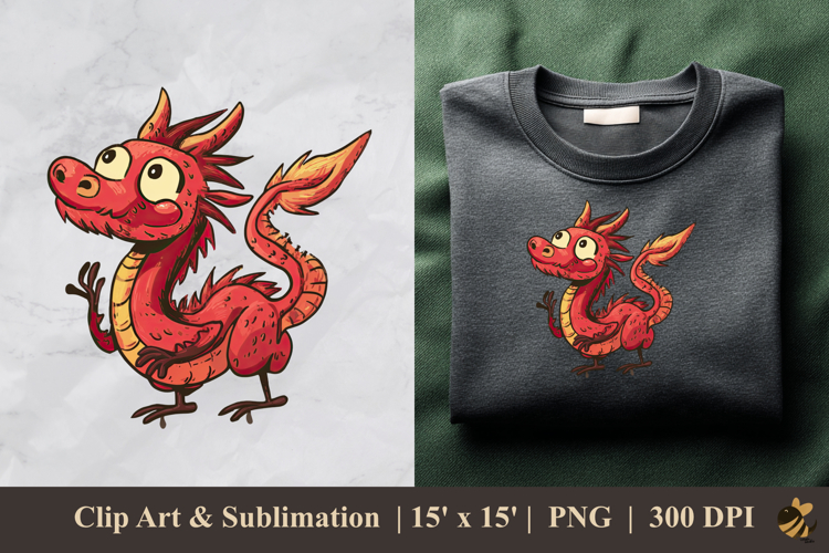 Cute Red Dragon DTF Sublimation Clipart Design 4