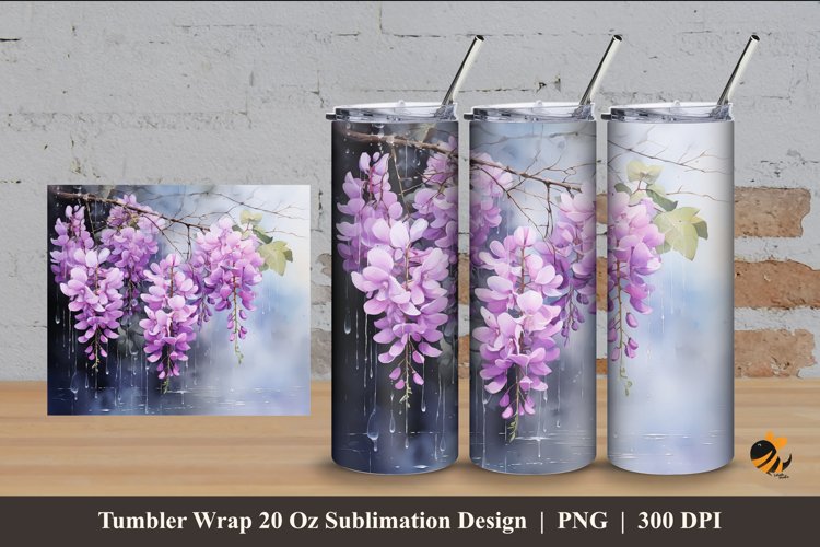Wisteria Flowers Tumbler Wrap Sublimation Design 4
