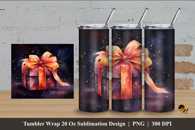 Watercolor Gift Tumbler Wrap Sublimation Design 4
