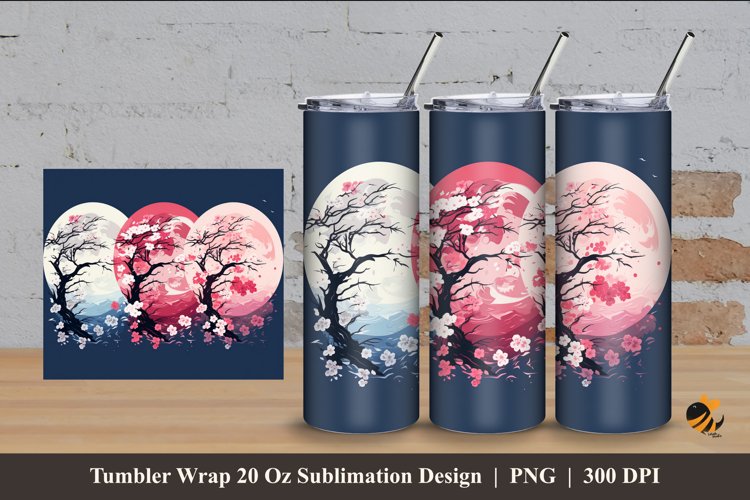 Sakura Branch Tumbler Wrap Sublimation Design 4 example image 1
