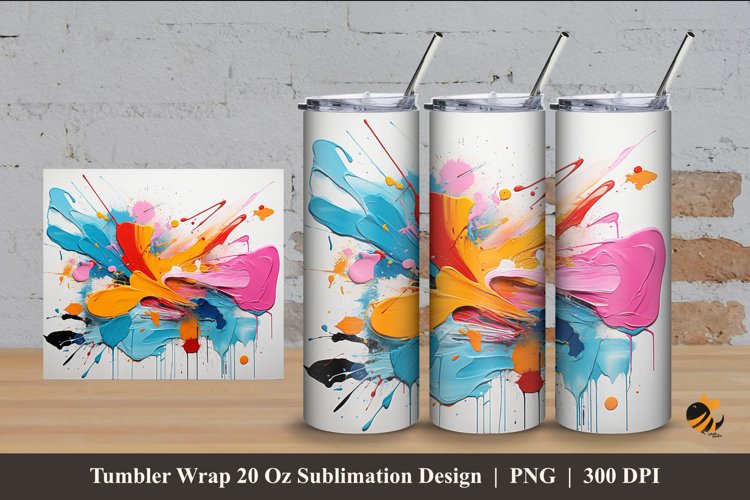 Splash Paint Tumbler Wrap Sublimation Design 4 example image 1